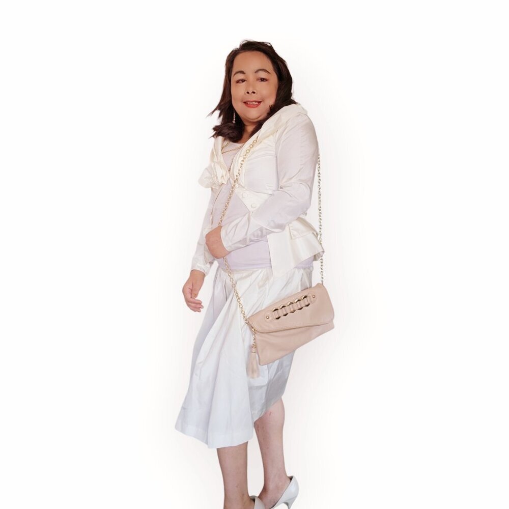 JOSEPH RIBKOFF WOMENS WEDDING ATTIRE TOP AND SKIRT CREAM COLOR